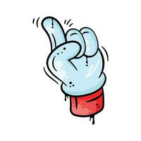 Number one hand finger pointing up, pointing hand gesture, cartoon style drawing vector
