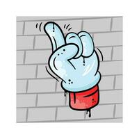 Number one hand finger pointing up, pointing hand gesture, cartoon style drawing vector