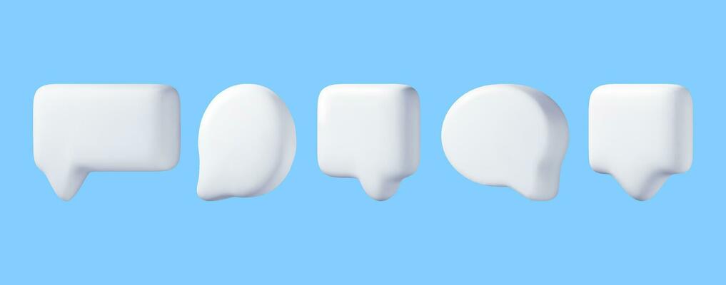 3D White Blank Speech Bubble Set