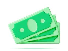 3D Stack of Dollar Banknote Icon Isolated. American Dollar Paper Money Pile Render. Empty Green Money Sign. Growth, Income, Savings, Investment. Symbol of Wealth. Business Success. Vector Illustration