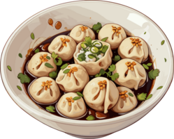 AI generated Dumplings Food in Bowl Clip Art png