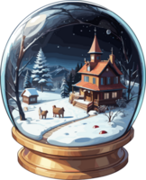 ai generato inverno notte Visualizza dentro neve globo cartone animato png