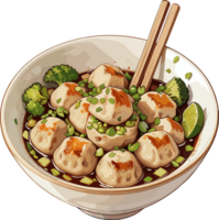 ai généré Dumplings nourriture sur assiette image png