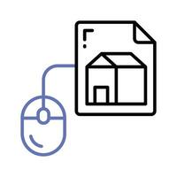 Home design on paper with mouse showing concept icon of home architecture, architectural design vector