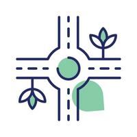 Traffic circle with four roads showing concept icon of road intersection, traffic roundabout vector