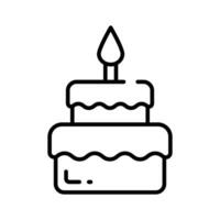 Burning candle on birthday cake, party cake vector design