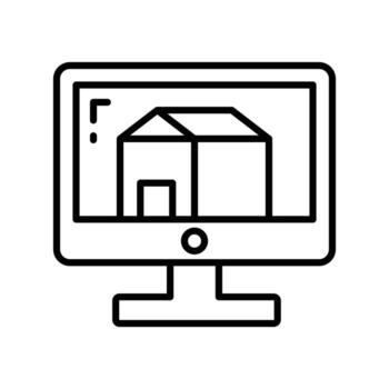 Home design on monitor showing concept icon of home architecture, architectural design vector