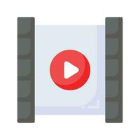 Icon of video reel in modern design style, reel with play symbol on it vector