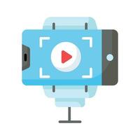 Video blog recording on mobile phone, icon of vlogging in trendy style vector