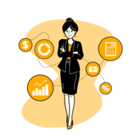 illustration of an accountant with accounting icon and symbols png