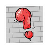 Graffiti style hand drawn icon of query, question mark, ready for premium use vector