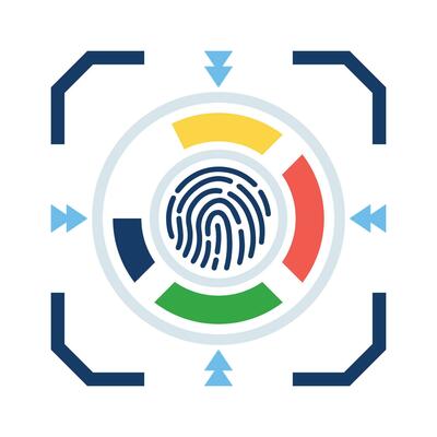 Have a look this carefully crafted icon of biometric access in trendy flat style