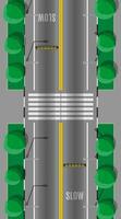 Road crossing with speed bump. Modern roads and transport. Top view. Highway junction, cross the street. Traffic regulations. Rules of the road. Vector illustration in flat style