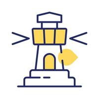 A tower containing a beacon light to warn or guide ships at sea, well designed icon of lighthouse vector