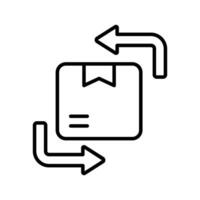 an icon with dispatched package and opposite direction arrows showing concept icon of reorder vector