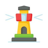 A tower containing a beacon light to warn or guide ships at sea, well designed icon of lighthouse vector