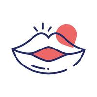 Beautiful glossy lips icon design, trendy icon of kissing lips vector