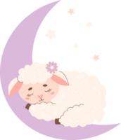 en train de dormir mouton sur lune png