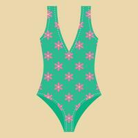 Green Swimsuit flat vector illustration