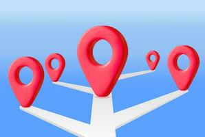 3D Location Map Pin Isolated on White. Red GPS Pointer Marker Icon. GPS and Navigation Symbol. Element for Map, Social Media, Mobile Apps. Realistic Vector Illustration