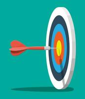 Target on wooden tripod with dart arrow in center. Goal setting. Smart goal. Business target concept. Achievement and success. Vector illustration in flat style