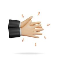 3D Human Hands Clapping Isolated on White. Render Cartoon Applaud Hands. Rubbing or Clapping Gesture Icon. Gesturing, Congratulation, Appreciation or Excitement. Vector Illustration