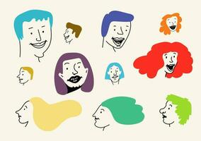 A Set of Cartoon Character Faces vector