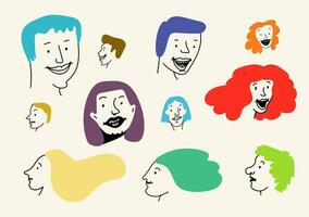 A Set of Cartoon Character Faces vector