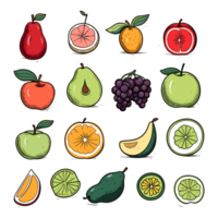 ai generato disegnato a mano frutta e cibo elementi file png generato di ai