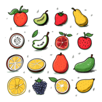 ai generato disegnato a mano frutta e cibo elementi file png generato di ai