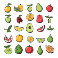 ai generato disegnato a mano frutta e cibo elementi file png generato di ai