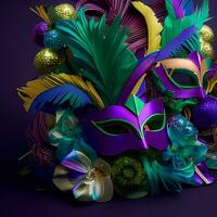 ai generado festivo fiesta carnaval mardi gras máscara foto