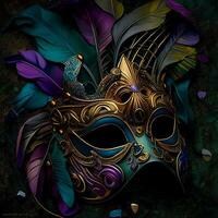 AI generated Festive holiday carnaval Mardi Gras Mask photo