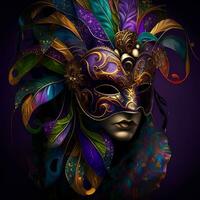 AI generated Festive holiday carnaval Mardi Gras Mask photo