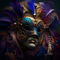 AI generated Festive holiday carnaval Mardi Gras Mask photo