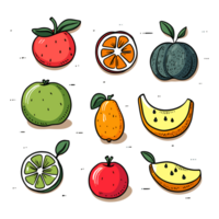 AI generated Hand-drawn fruits and food elements file PNG generated by AI