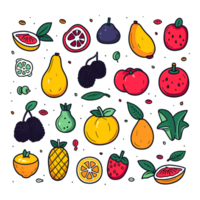 ai generato disegnato a mano frutta e cibo elementi file png generato di ai