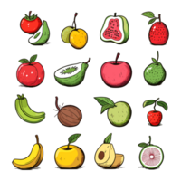 AI generated Hand-drawn fruits and food elements file PNG generated by AI