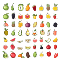 ai generado dibujado a mano frutas y comida elementos archivo png generado por ai