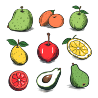 ai generato disegnato a mano frutta e cibo elementi file png generato di ai