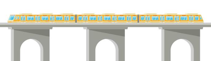 Skytrain Isolated on White. Super Streamlined Train. Passenger Express Railway Locomotive. Monorail Railroad Public Transportation. Rapid Transport Subway. Flat Vector Illustration