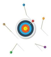 Target with arrow in center. Goal setting. Smart goal. Business target concept. Achievement and success. Vector illustration in flat style