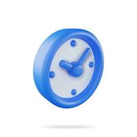 3D Simple Classic Round Wall Clock Isolated. Render Alarm Clock Icon. Measurement of Time, Deadline, Time-Keeping and Time Management Concept. Watch Symbol. Minimal Vector Illustration