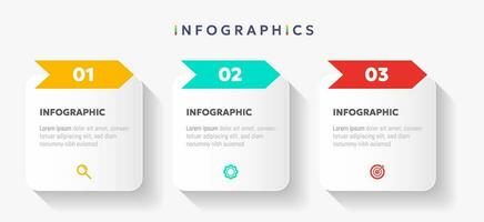 Modern business infographic template with 3 options or step icons. vector