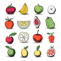 ai généré dessiné à la main des fruits et nourriture éléments fichier png généré par ai