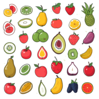 ai generato disegnato a mano frutta e cibo elementi file png generato di ai