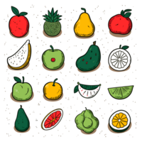 AI generated Hand-drawn fruits and food elements PNG File