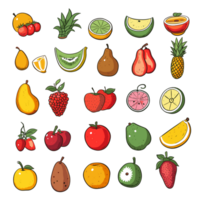 AI generated Hand-drawn fruits and food elements PNG File