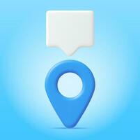 3D Location Map Pin and Chat Bubble Isolated. Blue GPS Pointer Marker Icon. GPS and Navigation Symbol. Element for Map, Social Media, Mobile Apps. Realistic Vector Illustration