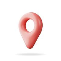 3D Location Map Pin Isolated on White. Render Red GPS Pointer Marker Icon. GPS and Navigation Symbol. Element for Map, Social Media, Mobile Apps. Realistic Vector Illustration